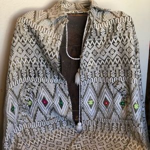Vintage sparkly and neon shawl/sweater with fringe